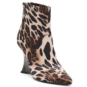 NATORI leopard Neko Stretch Wedge Booties